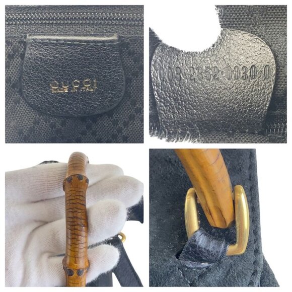 Gucci Vintage Bamboo Black Gold Hardware Suede 003 2852 0030 0 Backpack Daypack main image 6